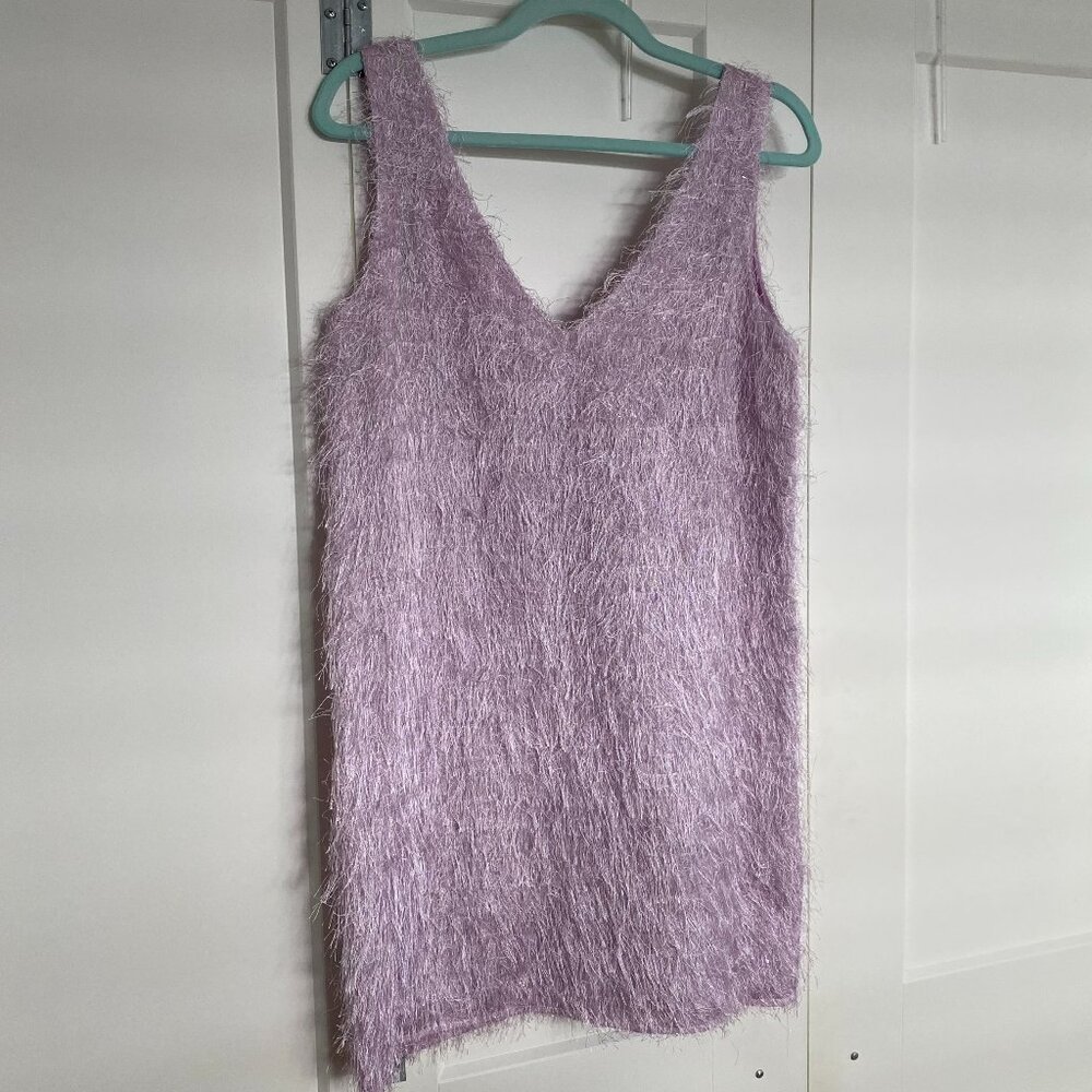 Topshop Lilac Shag Mini Dress Size 6